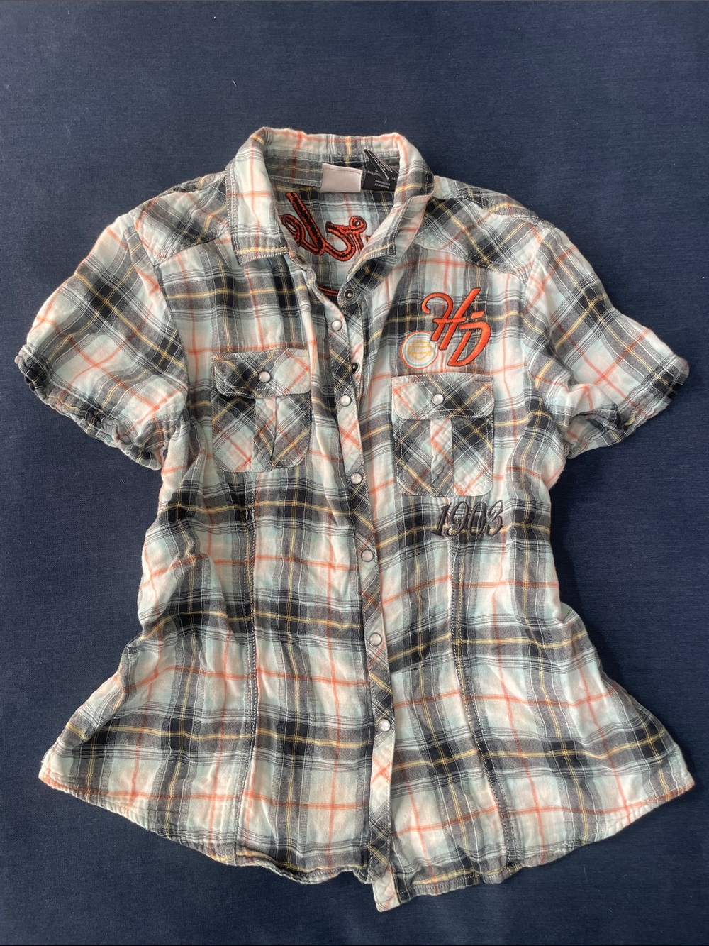 Harley Davidson- Women’s' Short-Sleeve Plaid Button-Up Shirt